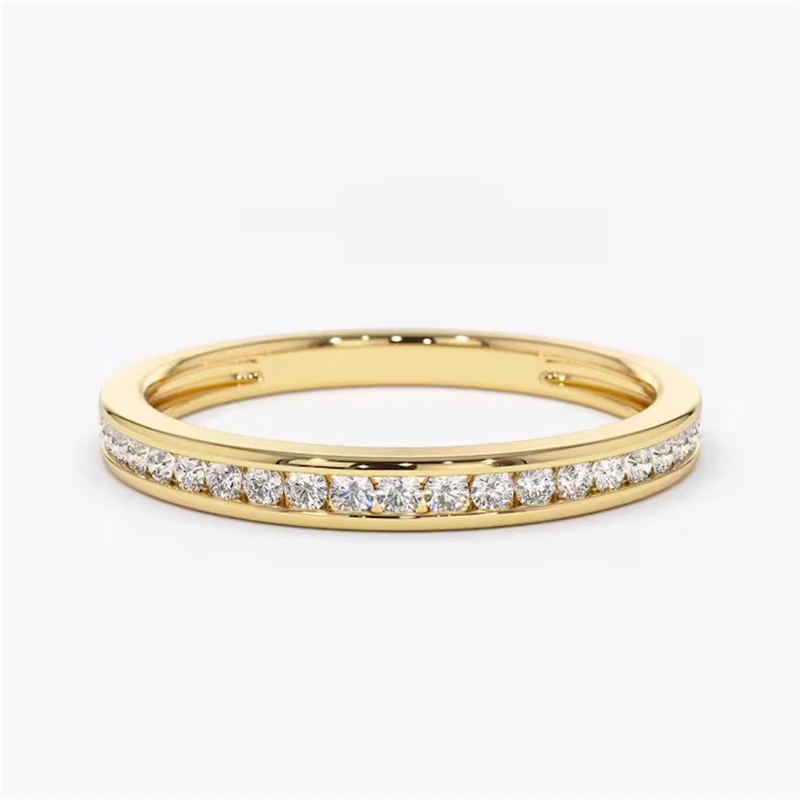 

JY Fine Jewelry 14K Rose 0.32ct Gold Channel Lab Diamond Wedding Band White Gold Yellow Gold Half Eternity Stackabl Ring Gift