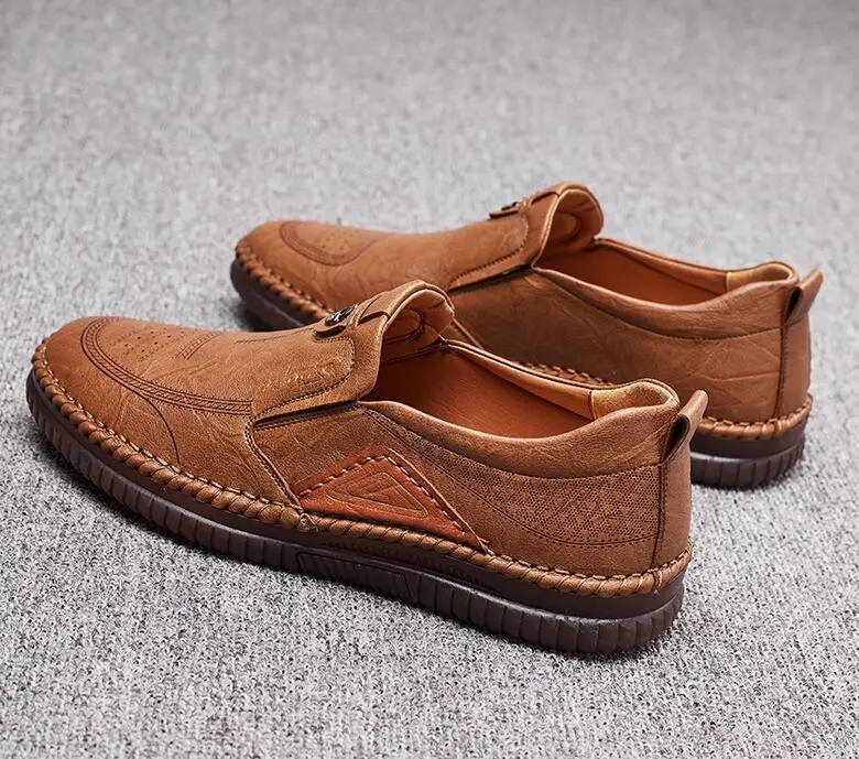 Heren Vrijetijdsschoenen Lederen Schoenen Loafers Mannen Antislip Zachte Zolen Ademende Leren Schoen Slip Op Rijschoenen Maat 39-44