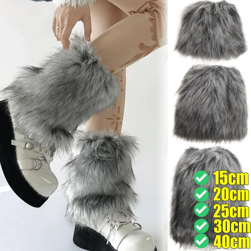 

Y2K Gary Leg Warmers Street Style Girls Winter Warm JK Furry Boots Socks Gothic Punk Jk Knee-length Hiphop Stockings Leg Covers