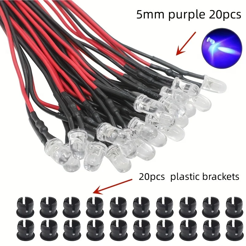 20 stks/50 stks 5 MM LED 9 V-12 V Pre-wired Micro LED LED voor Model Combinatie DIY Wit, rood, blauw, groen, geel Kit
