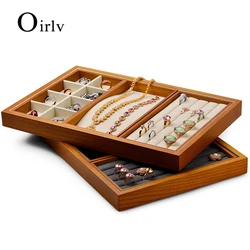 Oirlv Multifunctional Jewelry Display Tray Solid Wood Ring Necklace Bracelet Storage Tray Retro Jewelry Shop Pallet Props