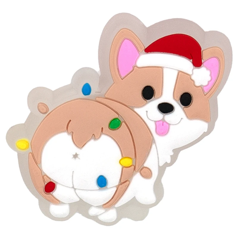 1-5 قطعة عيد الميلاد الجديد LED الأحذية السحر ، لطيف سانتا كلوز القط والكلب دبوس اكسسوارات للصنادل ، قباقيب الأحذية مشبك هدايا عيد الميلاد