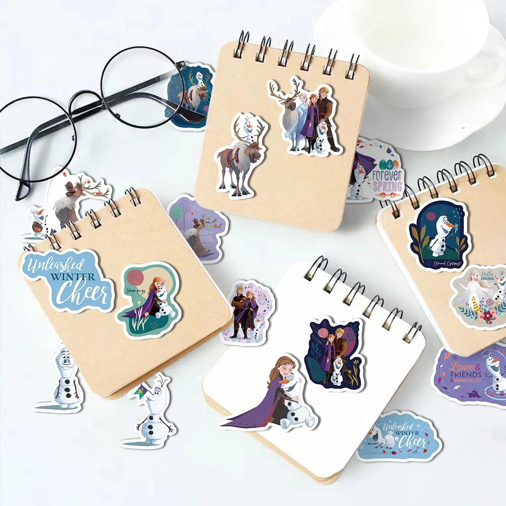 50PCS Disney Frozen Olaf Movie Stickers Anime Decal Skateboard Laptop Motorcycle Cute Kawaii Cartoon Sticker Pack Kids Toys