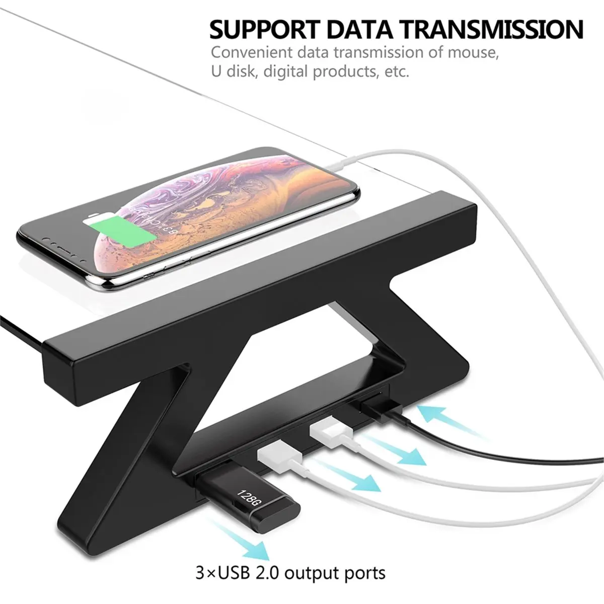 (AIMA) Desk Monitor Stand PC Riser with 4 USB Ports 60kg Capacity Computer Monitor Riser Desktop Stand and Storage Rack