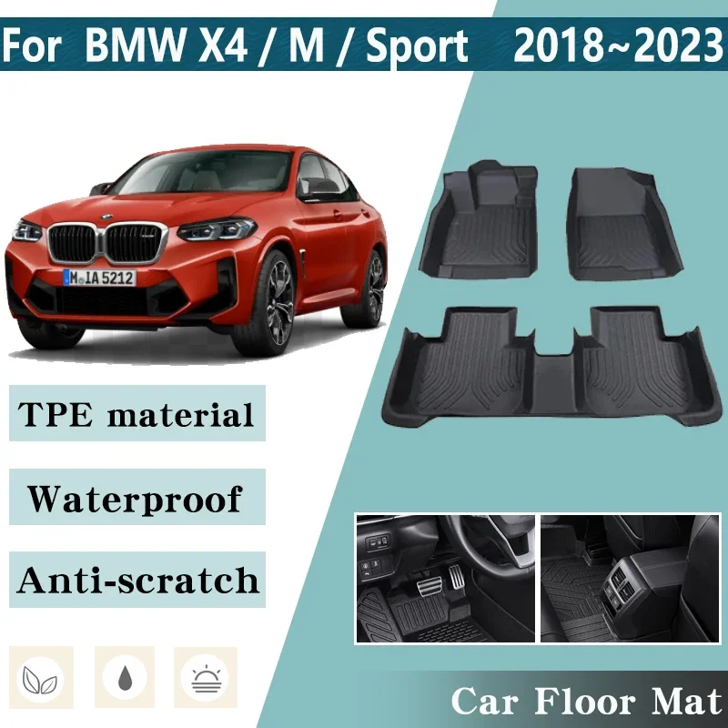 

LHD Car Floor Mat for BMW X4 G02 Accessories X4 M Sport 2018~2023 Car Foot Panel Liner Carpet Pads Waterproof Mats Accessories