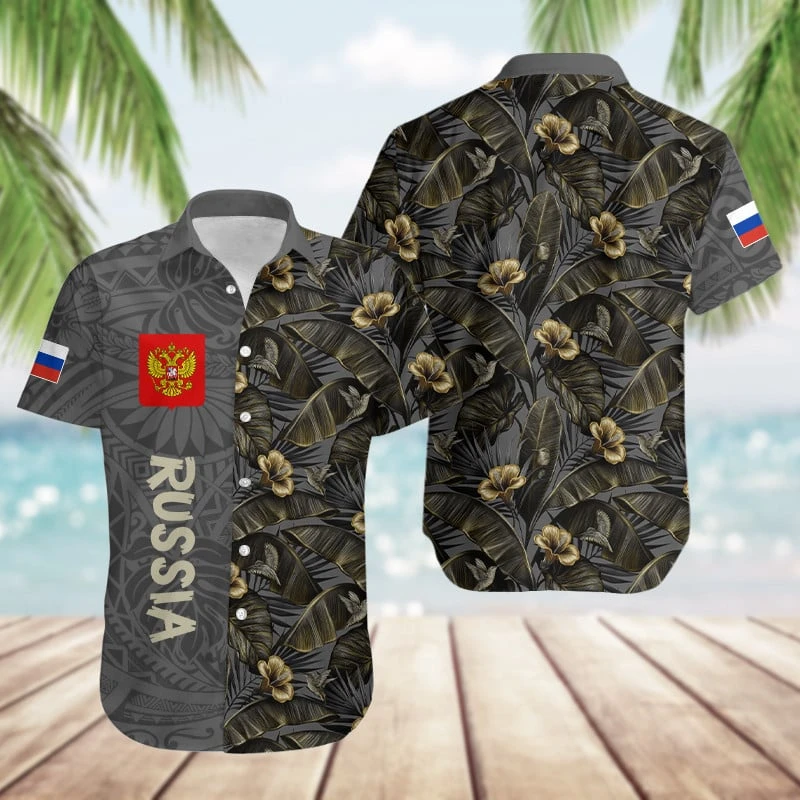 

Рубашка мужская с графическим принтом, гавайская пляжная одежда с российским флагом, спортивная блузка с российским гербом, повседневный топ с коротким рукавом