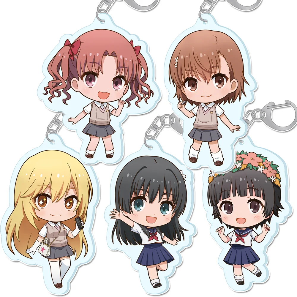 A Certain Scientific Railgun Misaka Mikoto Shirai Kuroko Uiharu kazari Saten Ruiko Official HD Acrylic Keychain Bag pendant Gift