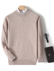 Suéter de Cachemira de lana merina para hombre, jersey de cuello redondo de talla grande, prendas de punto básicas, Top informal suave, novedad de otoño e invierno 100%