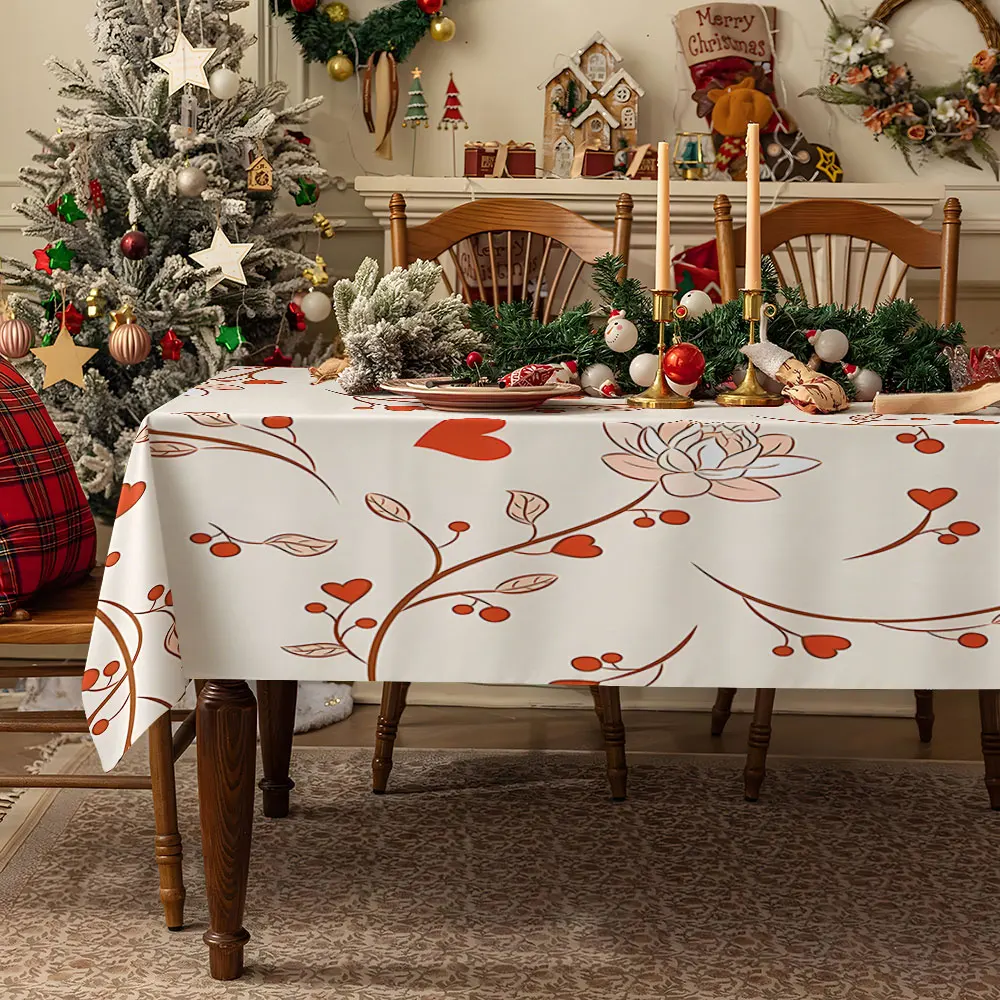 Lotus Dragonfly Pond Waterproof table cloth, splash-proof tablecloth, for party, Halloween, Christmas, dining, camping