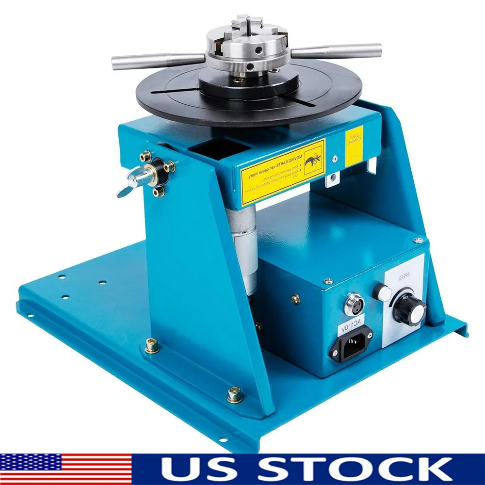 DC24V 15W Rotary Welding Positioner Turntable Table High Precision Cutting Grinding Assembly 90º Tilt Angle KC-65 or KC-80 Chuck