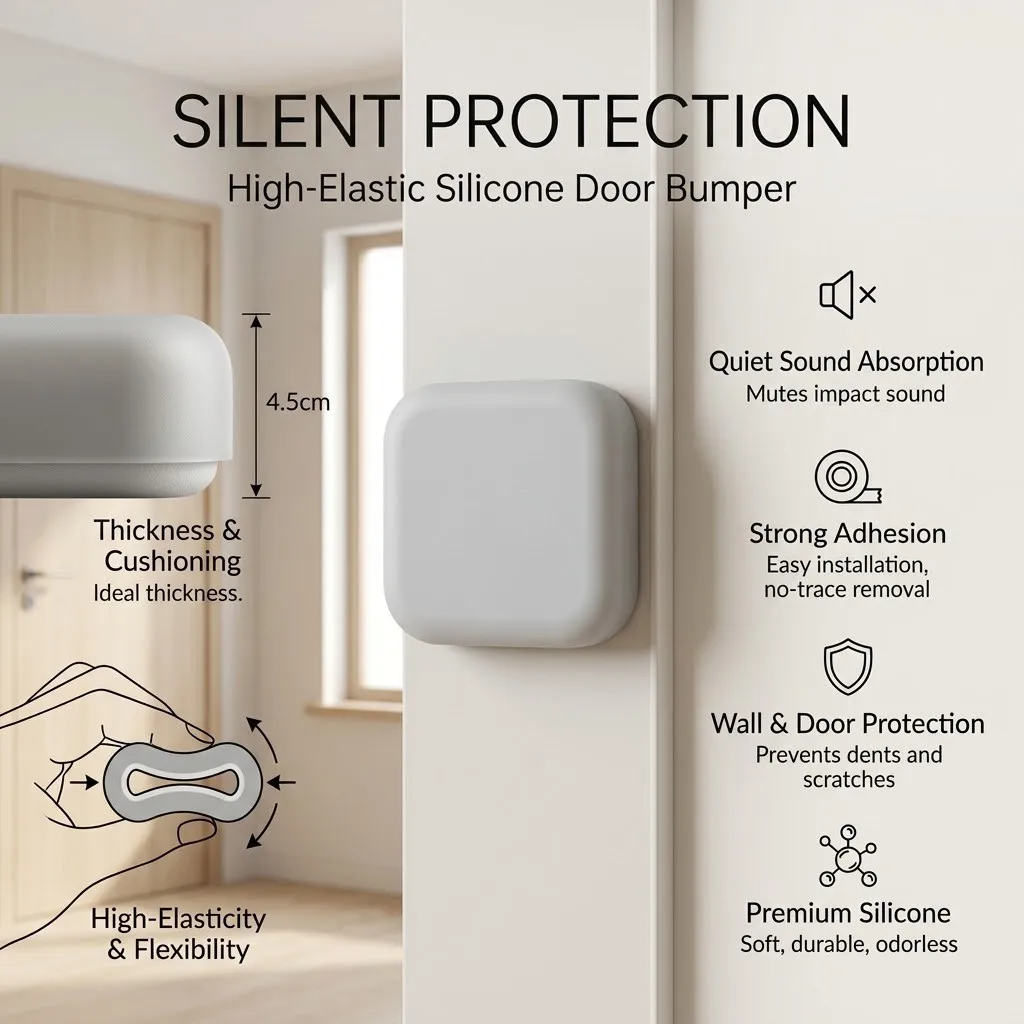 Punch‑Free Silicone Anti‑Collision Sticker Refrigerator Bumper Pad Door Stop for Door Handle Bedside Wall