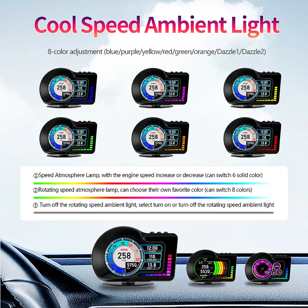 WYING F16 OBD2 GPS Car Smart System Gauge HUD Display Speed Water Temperature Turbine Universal Vehicular Board Computer