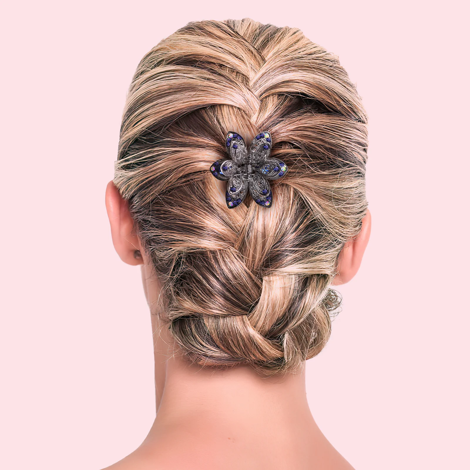 الجوف خارج حجر الراين مشبك شعر كليب لون عشوائي Waterdrop نمط الزخرفية مشبك شعر للنساء ماكياج حمام غسل الوجه