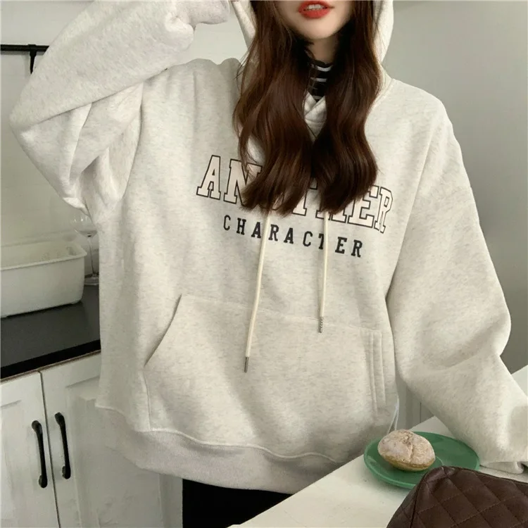 

2024 Hoodies Women Letter Creativity Korean Style Leisure Temperament Comfort Retro Delicate Ladies Warm All-match Cool Basics