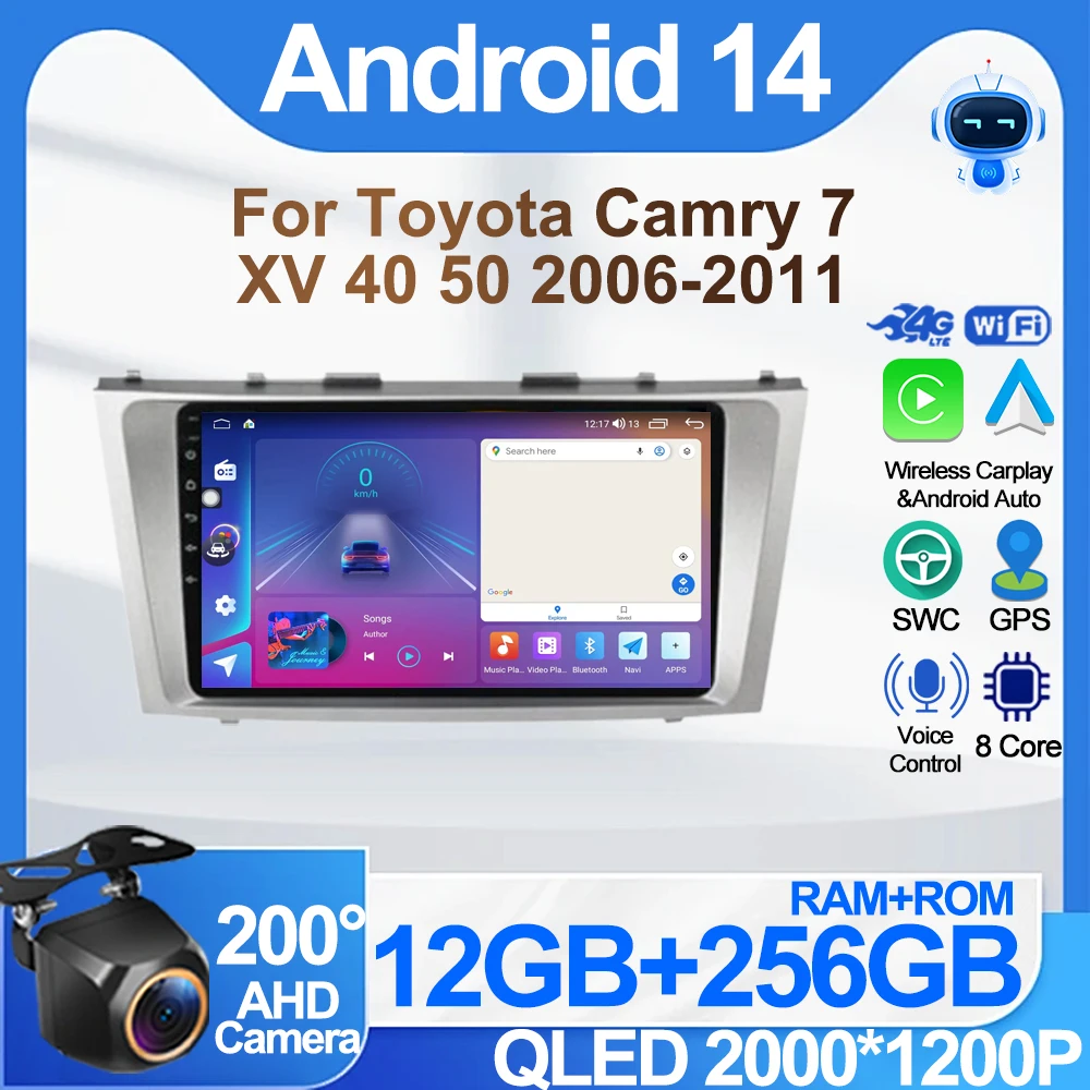 

Car Radio Player For Toyota Camry 7 XV 40 50 2006-2011 Touch Screen Wireless Android Auto Carplay 8 Core AutoMotive 2 Din DSP BT