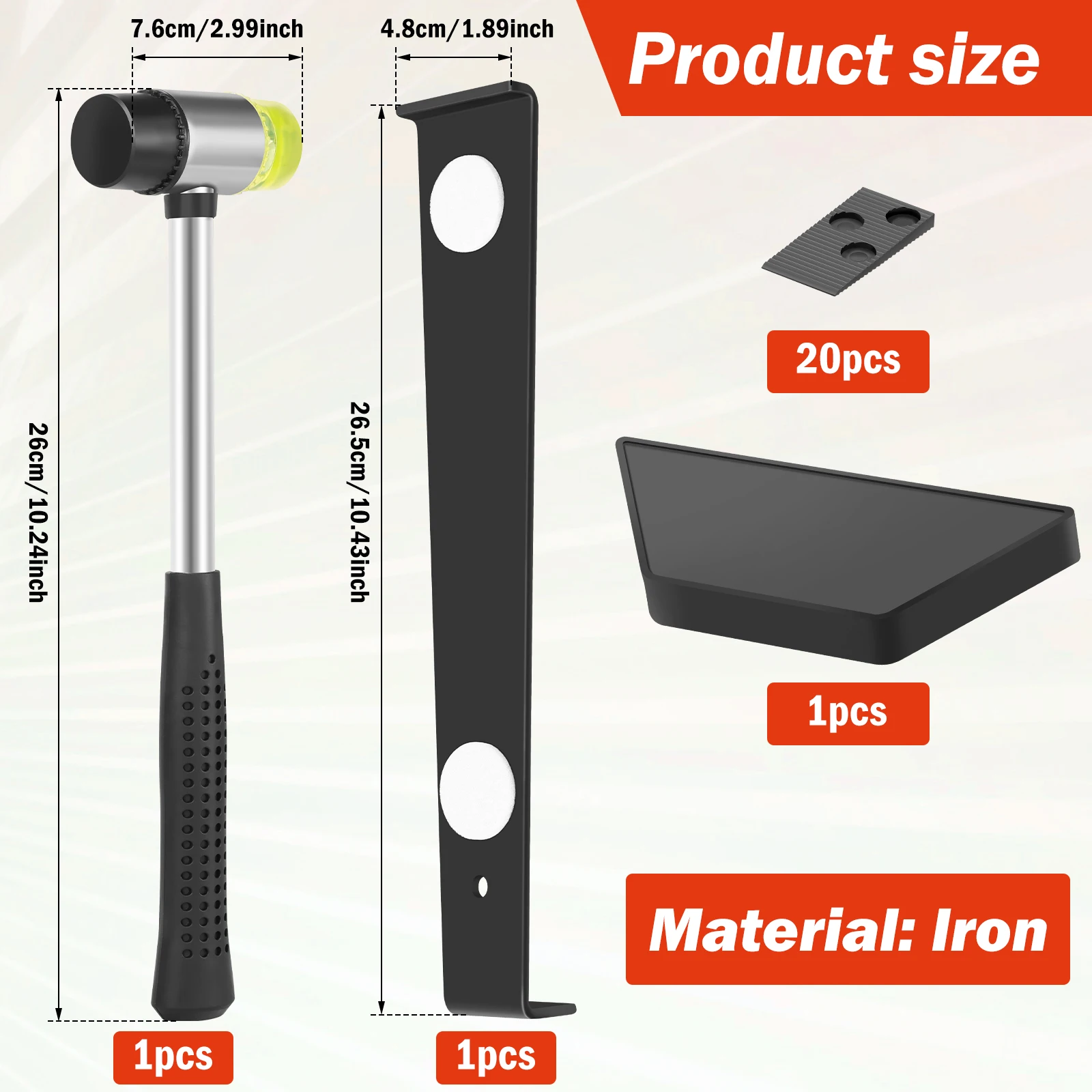 Universal Floor Installation Tool Set Laminate Plank Flooring Accessories with Spacers, Pull Bar and Double Faced Hammer