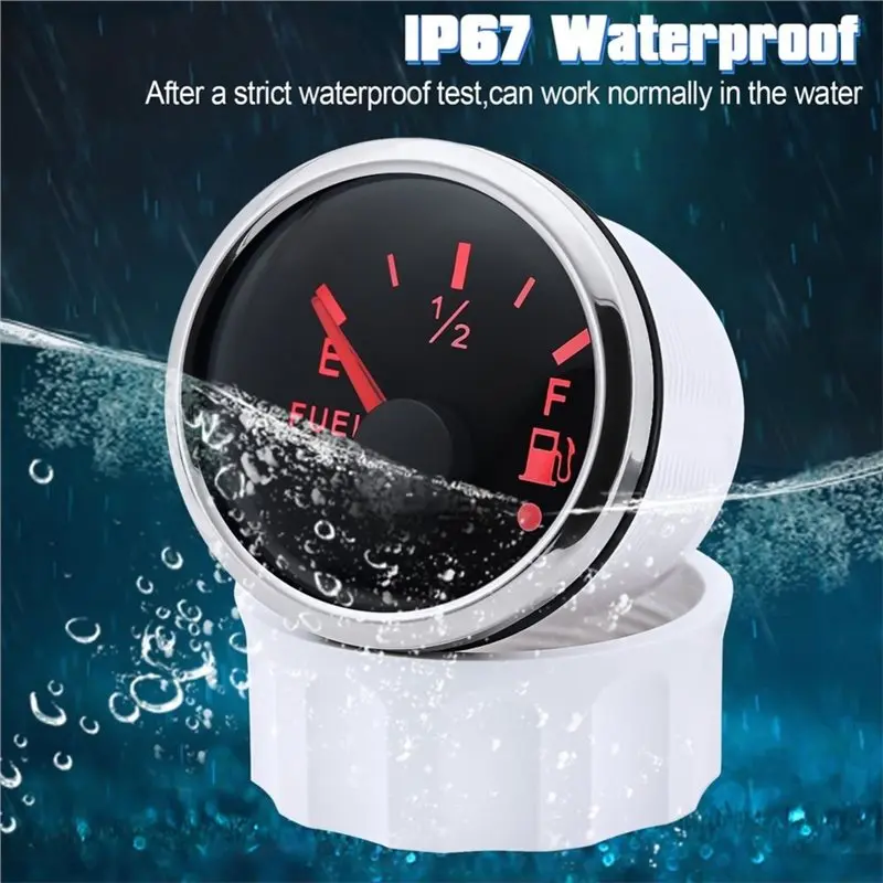 T17C Fuel Level Gauge Indicator Meter 52Mm E-F Pointer Digit Gar 0-190Ohm Red Backlight+ 100MM Fuel Level Sensor