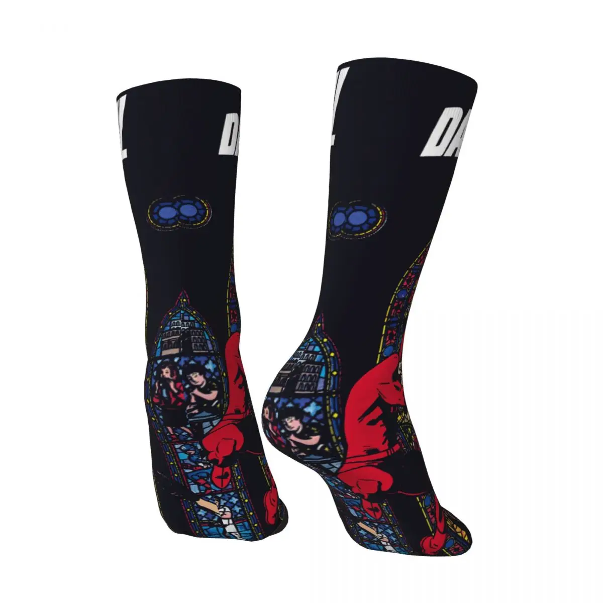 Funny Crazy Sock for Men Save Hip Hop Harajuku Marvel Daredevil Happy Quality Pattern Printed Boys Crew compression Sock Casual