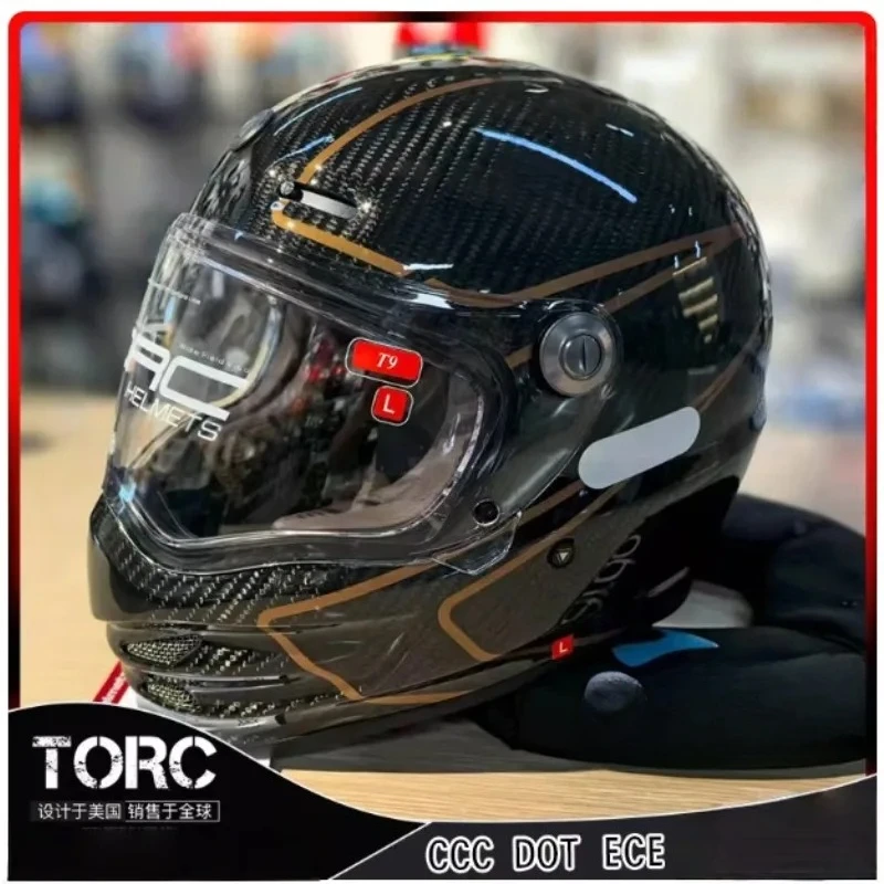

TORC Retro Motorcycle Helmet Carbon Fiber Full-face Large Size T9/T137 Cruise Helmet All Season ECE Certification