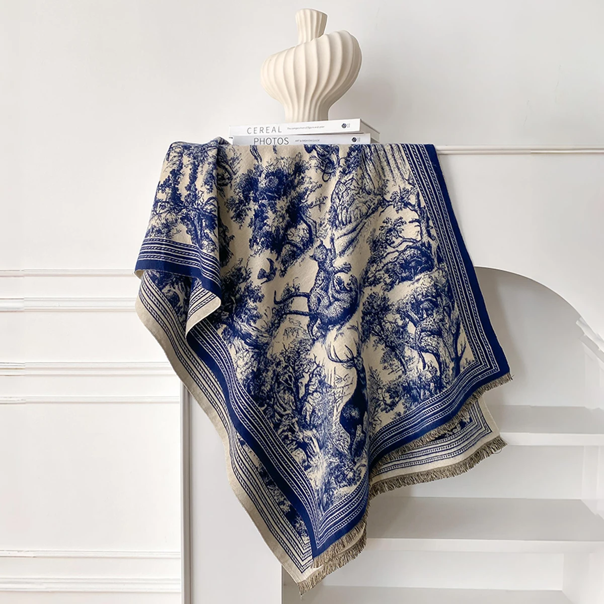 Elegant Animal Jacquard Pashmina Shawl for Women Winter Thick Warm Scarves Double Sided Design Coldproof Windproof Blanket Scarf view 5
