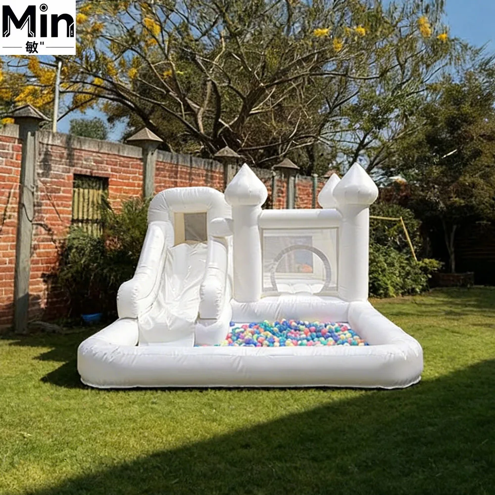 2026 Outdoor White PVC Inflatable Bouncy Castle with Blower for Kids Birthday Gift Wedding Party Play