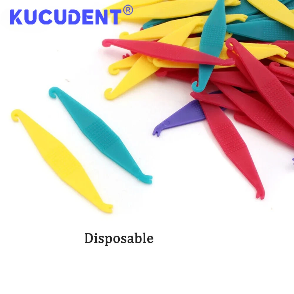 KUCUDENT 100 Pcs Dental Orthodontic Elastic Rubber Bands Placer Hooks For Braces Disposable Colorful Plastic Dentistry Tools