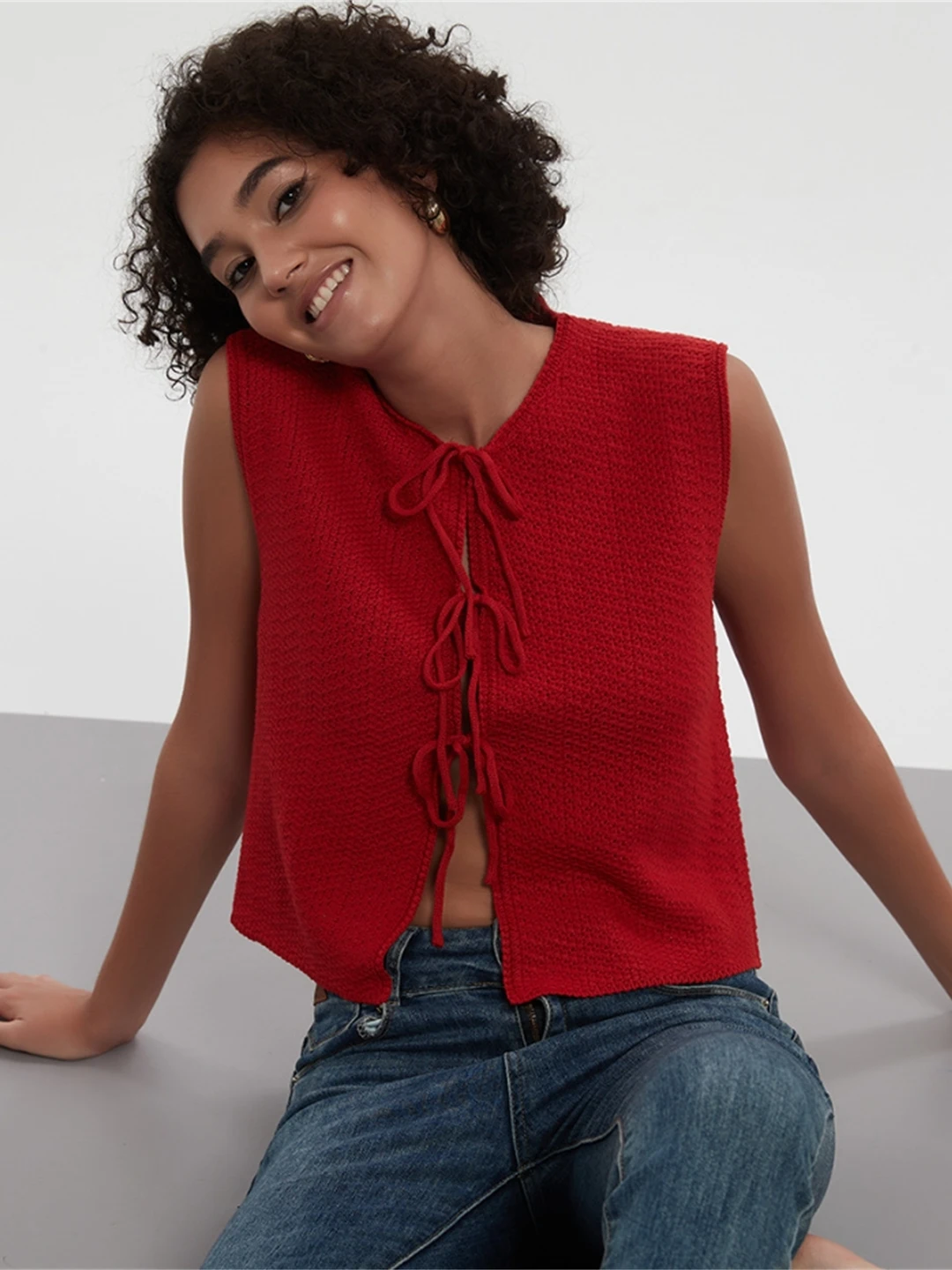 

Модный вязаный открытый кардиган-жилет, женский однотонный топ без рукавов, весенний сезон, китайское производство