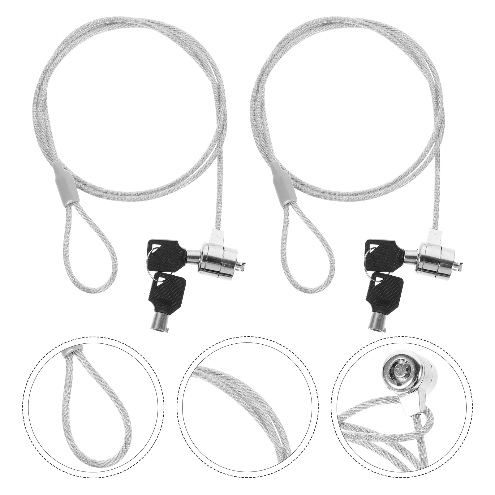 2 Sets Laptop Lock Chain for Tablet Locking Cable Monitors Computer Notebook and Security Alloy Portable Keyed Office