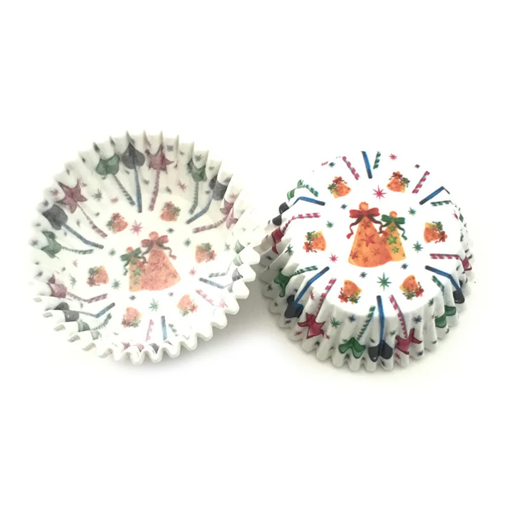 

100pcs Christmas Cake Cups Cupcake Liners Oil-Proof Baking Paper Muffin Wrappers For Holiday Dessert Decoration Xmas Kitchen