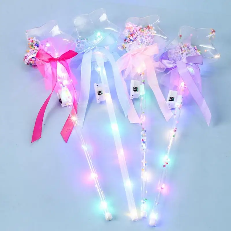 Baguette de lanterne LED pour filles, anciers magique, princesse, accessoires de scène, jouet lumineux d'été en plein air, brillant dans le noir, faveur de fête