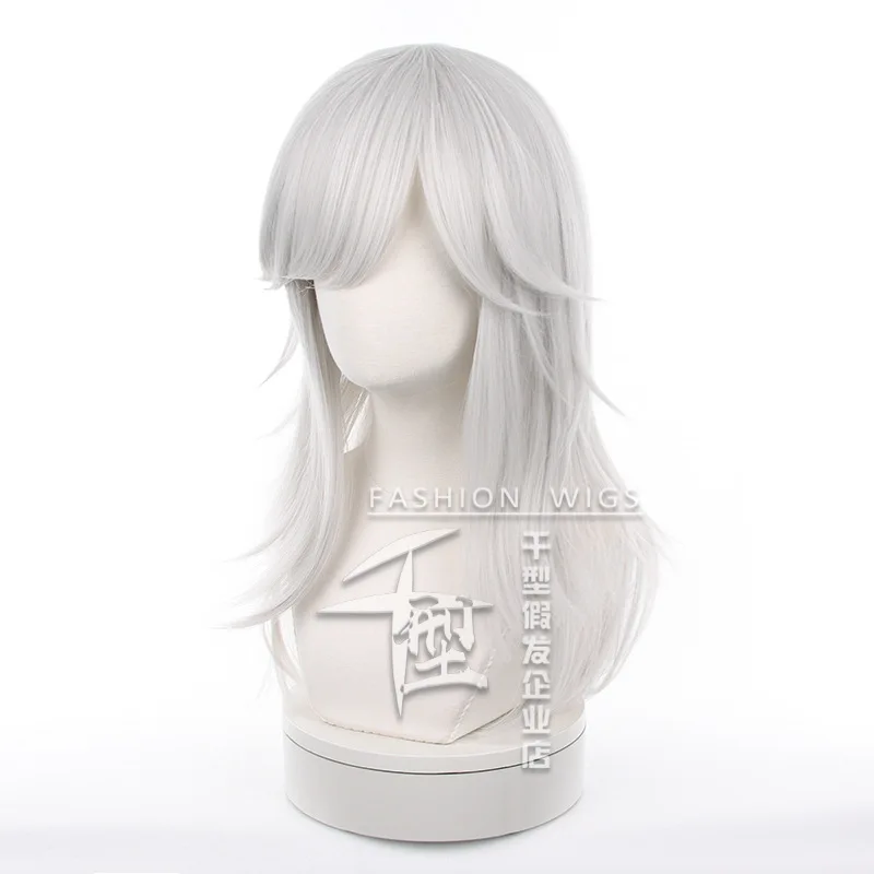 Game Genshin Impact Cyno Cosplay Wig Silver White Long 60㎝ Wig Heat Resistant Synthetic Role play Wig