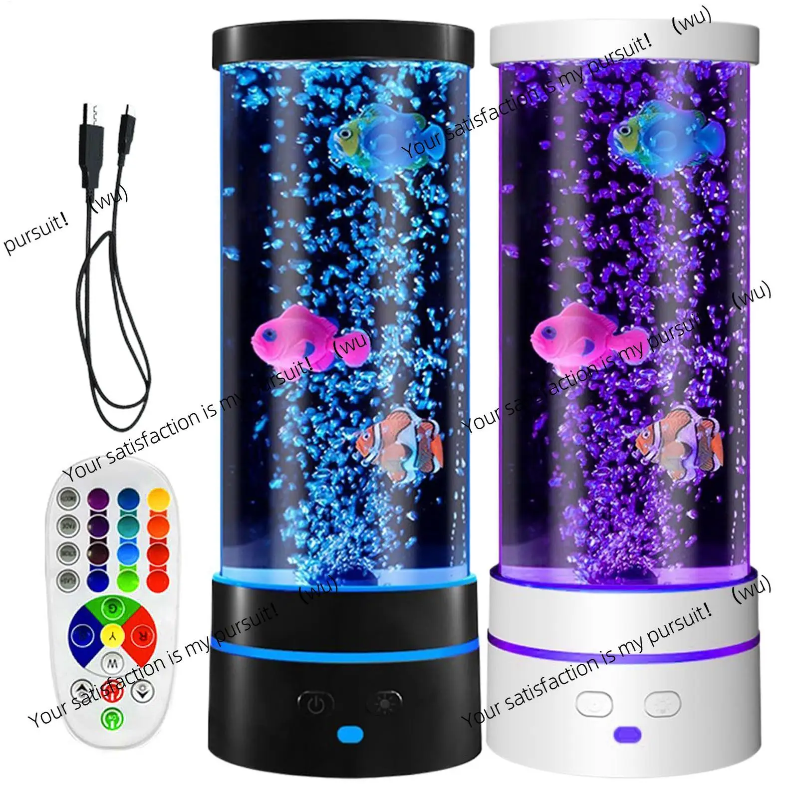 For Bedroom Desktop LED Fish Lamp Ambient Night Light Remote Control 17 Color Changing Decorative Lights Fish Tank Kids Gift