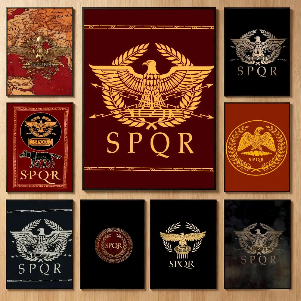 Grand Historical Concept S-SPQR Poster Classic Self-Adhesive PP Wall Sticker for Living Room Bar Decor Gift
