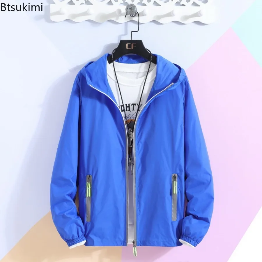 New Men's Quick Dry Anti-UV Hooded Jacket Ultra-Lightweight Reflective Camping Hiking Fishing Jacket Couple Sunscreen Skin Coats