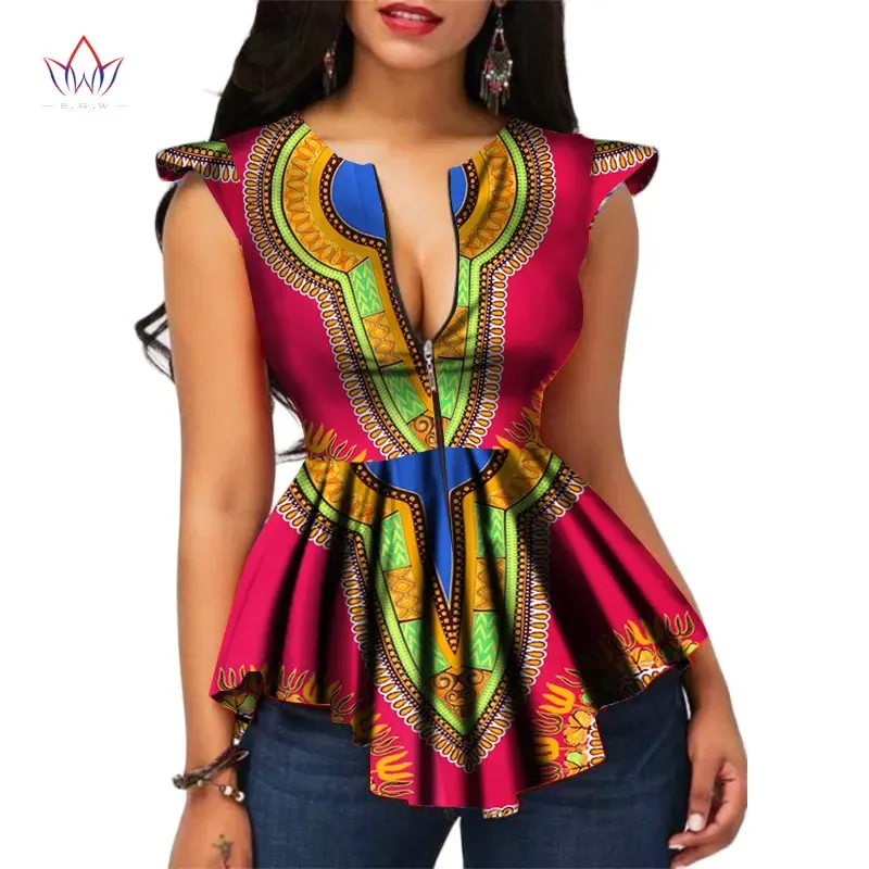 BRW Africa Style Women Modern Fashions Womens Tops Dashiki African Print Tops Shirt Plus Size M-6XL Women Clothing WY2556