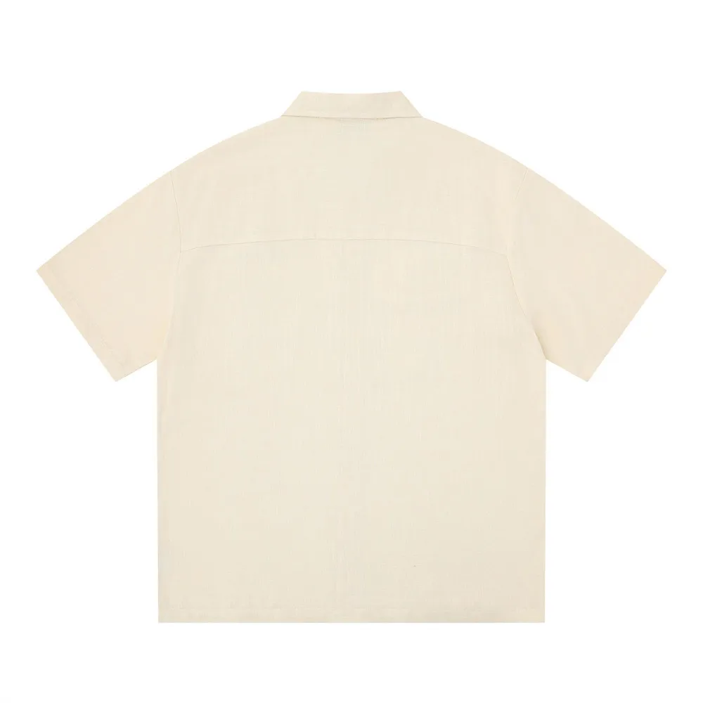 Patterned casual loose-fitting fashionable short-sleeved shirt design, beaded style, summer men's trendy lapel collar.