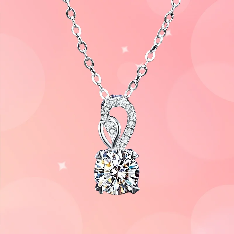 

Gift Luxury PT950 Platinum Necklaces Sparkling 1 Carat D Color Moissanite Diamond Pendant Necklace Wedding Jewelry for Women