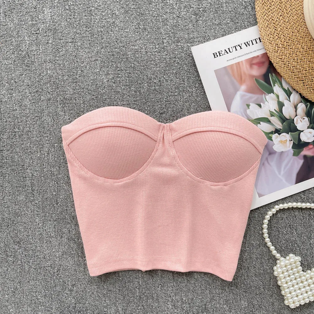 

Сексуальный топ без бретелек, жилет, женская внутренняя одежда, верхняя одежда, красивая деталь с накладкой на грудь, летний топ на груди