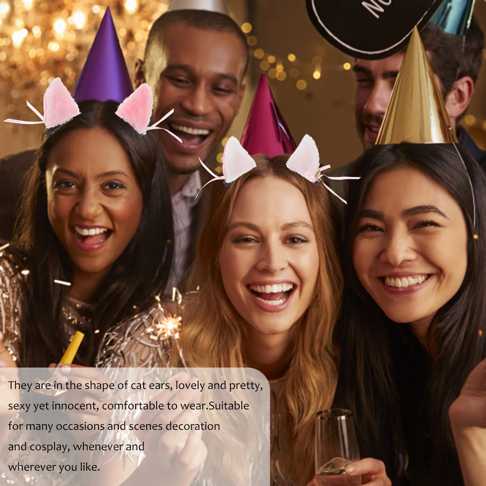 

4 пары заколок для волос в виде кошачьих ушек, милые заколки в стиле Лолита для Хэллоуина, косплея, костюмированных вечеринок, аксессуары для волос с кошачьими ушками