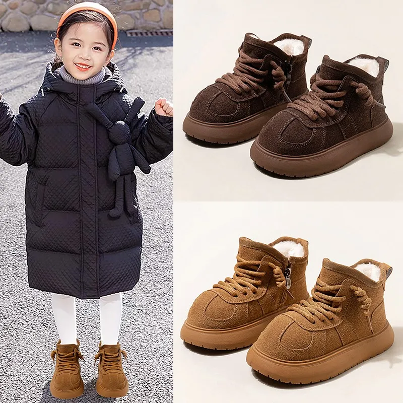 

Children Snow Boots Soft Bottom Anti-slippery Kids Warm Cotton Shoes Thick Warm Plush Fur Boys Girls Thermal Boots Size 26-37