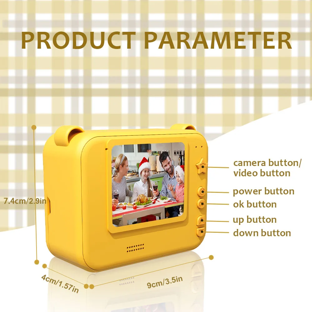 Aparat fotograficzny dla dzieci Instant Print 0 Ink Instant Print Photo - Świąteczne prezenty urodzinowe dla dziewczynek w wieku 3-8 lat - Przenośna zabawka