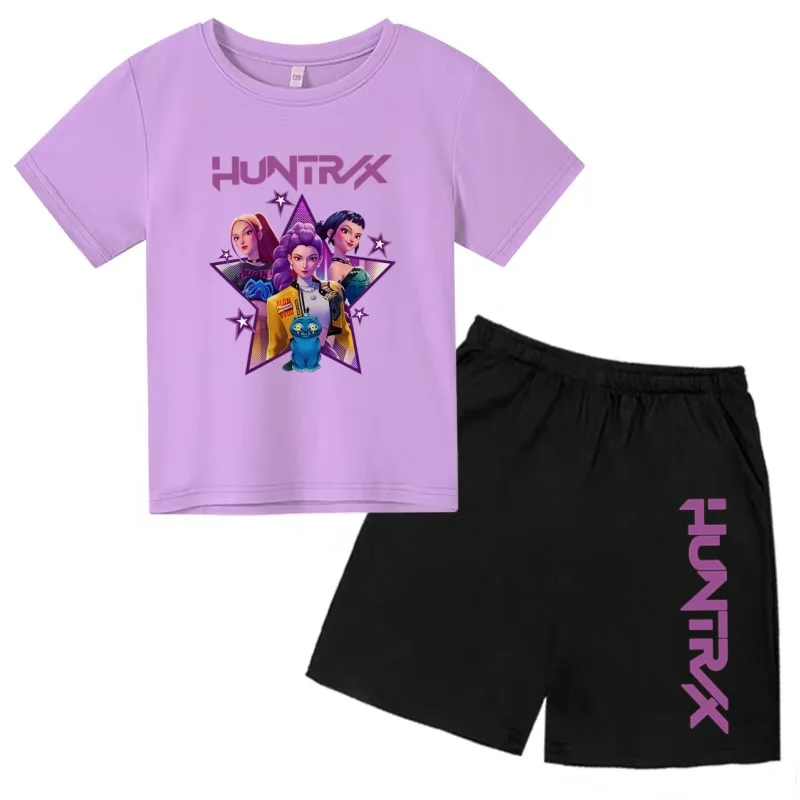 

Kids 3-12Years Hot Sale T-shirt Musical Idol Star Clothing Summer Short-Sleeved Fashion Top+Shorts Boy Girl Casual Charming Set