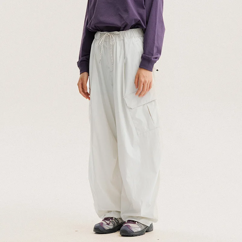กางเกงคาร์โก้แห้งเร็วสไตล์ญี่ปุ่นย้อนยุค กันลม/กันน้ำ กางเกงยูทิลิตี้ กระเป๋าเฉียง & ทรง Relaxed Techwear