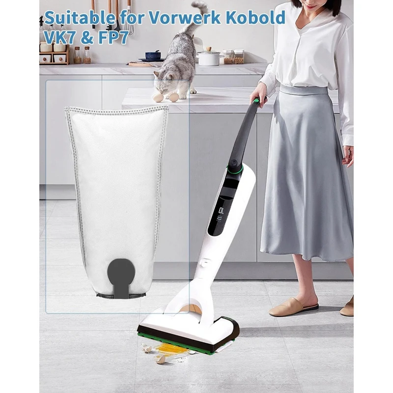 أكياس المكنسة الكهربائية A74G لـ Vorwerk Kobold VK7، VK7S، FP7، FP7S مع 3 قطع غيار لمرشحات حماية المحرك