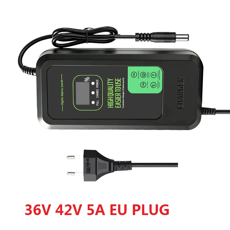 36V 42V / 48V 54,6V 2A / 5A LED-Ladegerät für Lithium-Batterien mit digitaler Anzeige, Netzteiladapter, schnelles Laden mit Kühlventilator