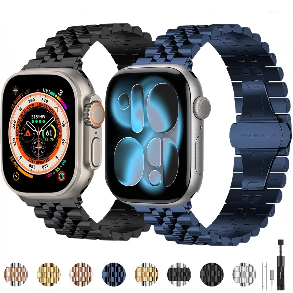 

Металлический ремешок для Apple Watch Band 11 10 46 мм 42 мм/9 8 7 45 мм 41 мм Ultra 3 2 1 49 мм Браслет iWatch Series 6 5 4 SE 44 мм 40 мм Ремень