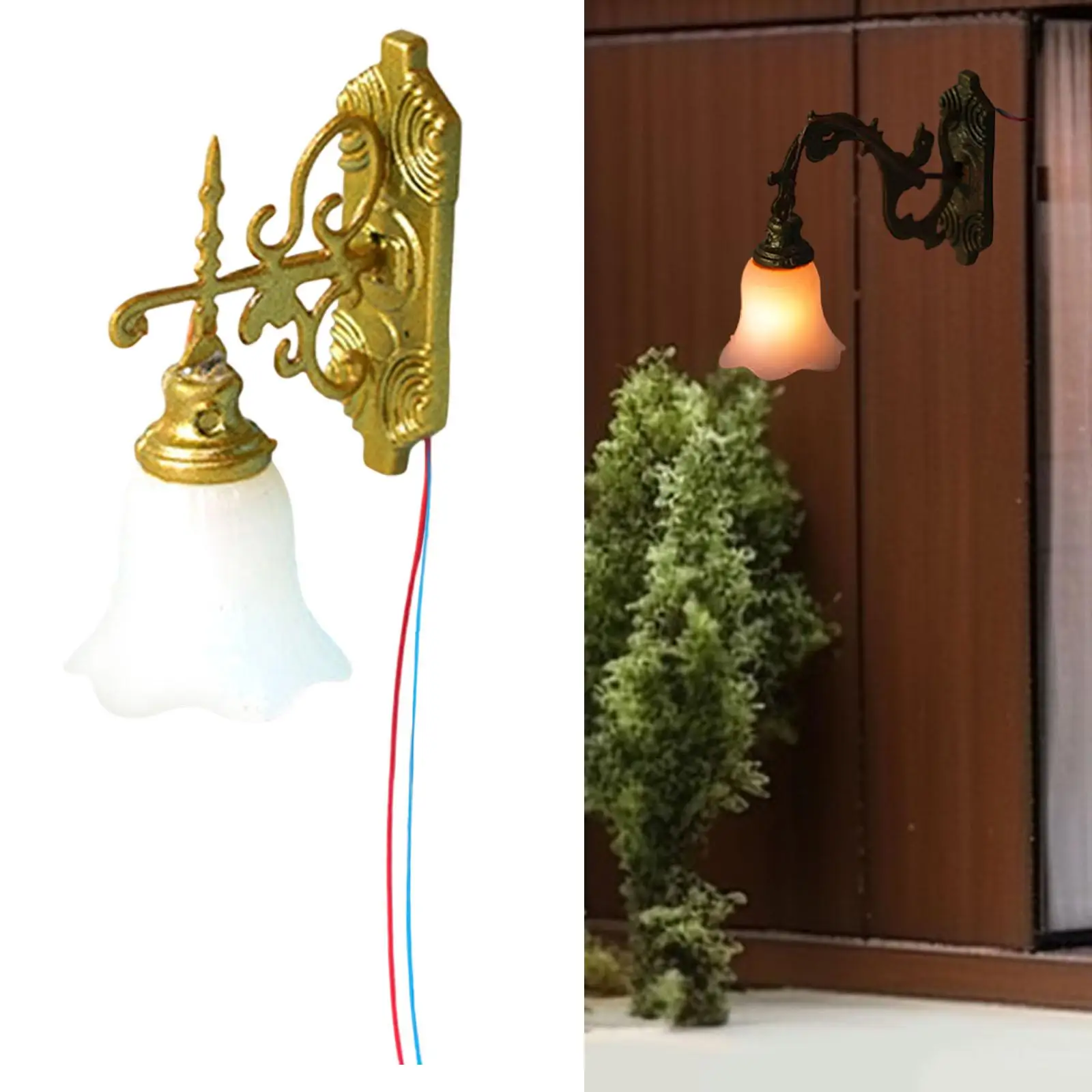 1:87 HO مقياس الجدار مصباح، لعبة الأثاث، زخرفة، الديكور، لوازم المناظر الطبيعية هدية دمية الملحقات مصباح نموذج دمية الخفيفة