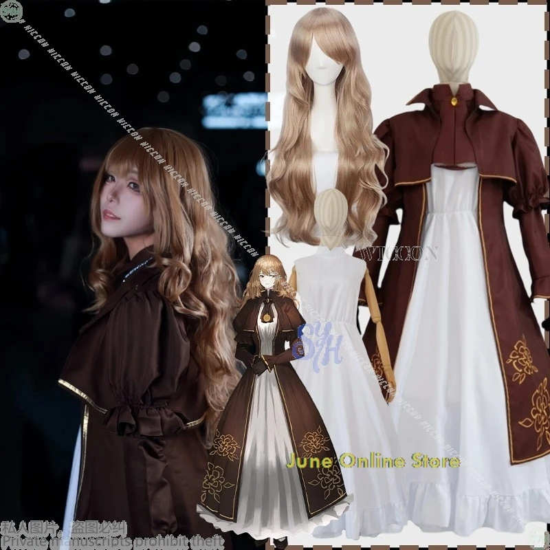 أنيمي لعبة ليمبوس شركة تأثيري كاثرين زي خمر قصر نمط براون الحلو لوليتا فستان أبيض حفلة الهالوين كوسبف #1