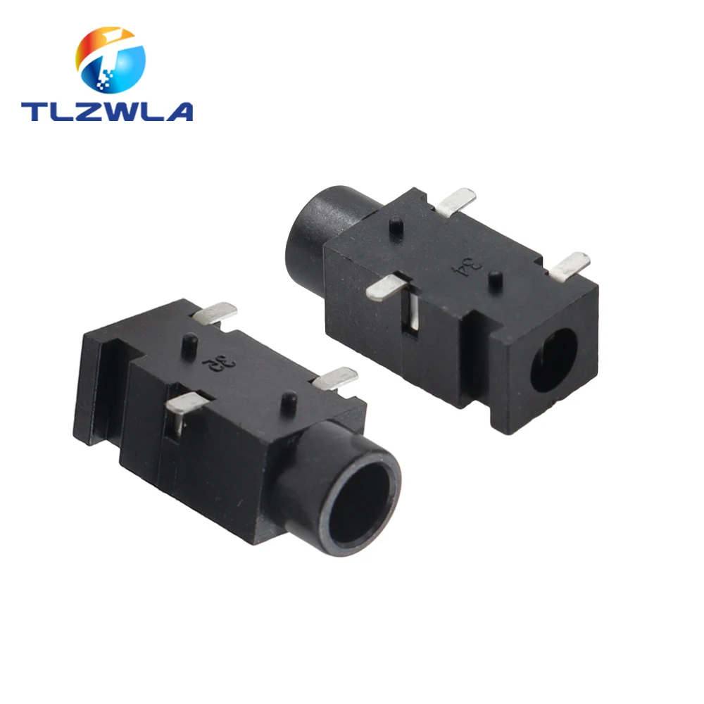 10PCS Earphone Socket 3.5MM Audio Socket PJ-320 3Pin SMD Belt Column 3.5 Headset Female Seat PJ320B