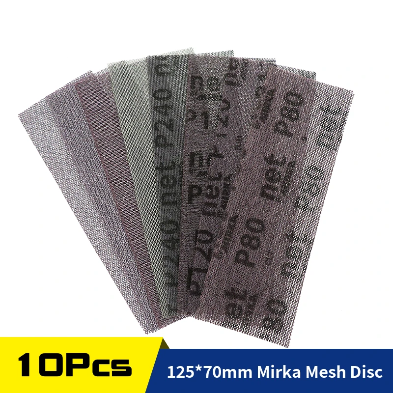 

10 Pcs Mesh Dust Free Sanding Discs Hook and Loop 125*70mm Abrasive Sheets Anti-blocking Grinding Mirka Sandpaper 80 -320 Grit